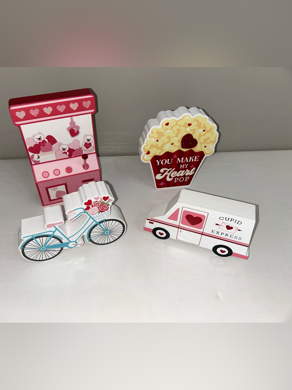 The Spring Shop Valentine Wooden Party Decor Set - Pink, Red, White, Blue